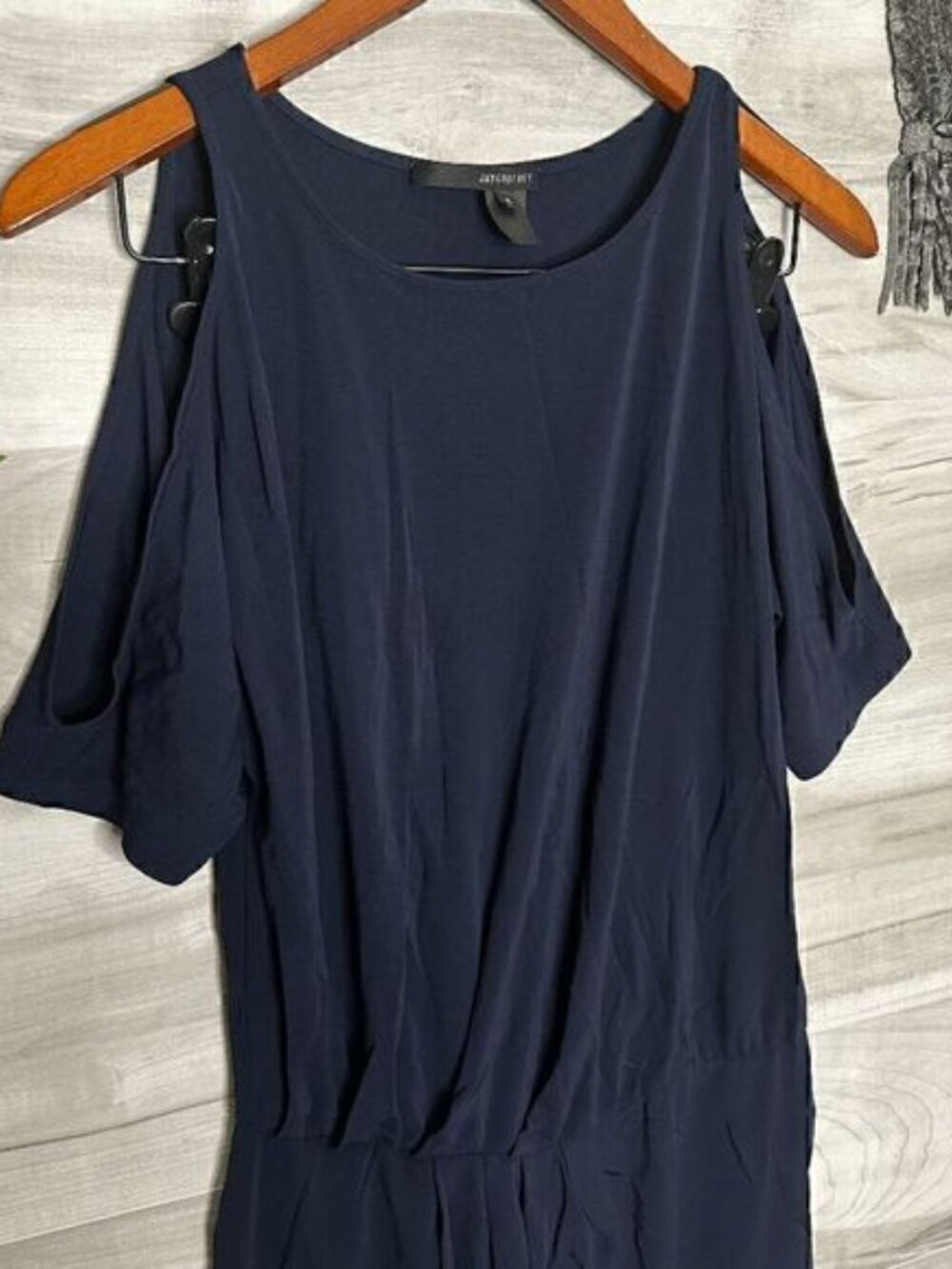 Jay Godfrey Womens Navy Midnight Blue Open Shoulder Tunic Flowy Dress Size 0 - Picture 7 of 9